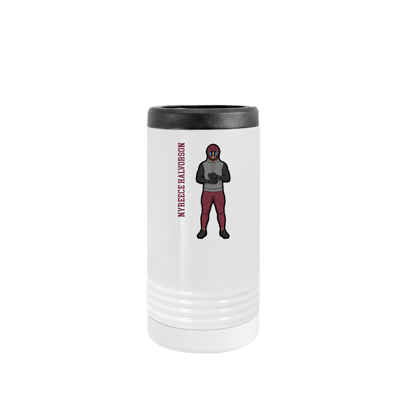 Slim Beverage Holder — Name Vertical in White