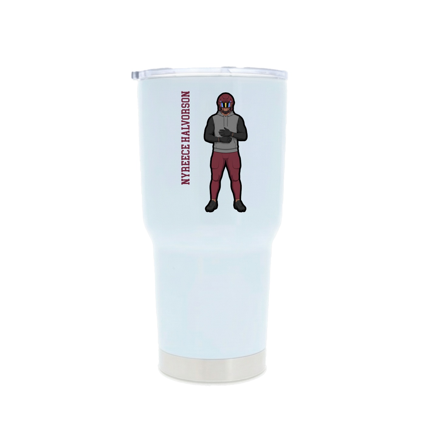 30oz Stainless Steel Tumbler — Name Vertical in White