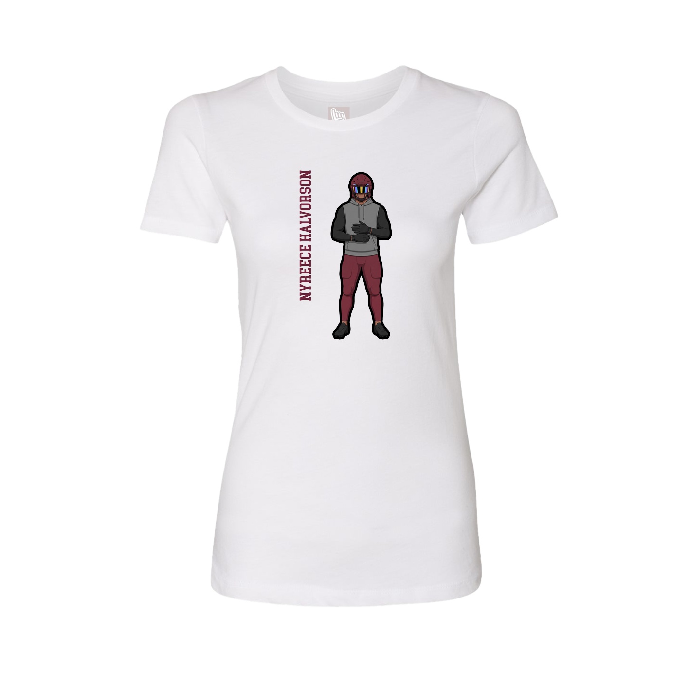 Womens Tee — Name Vertical in White