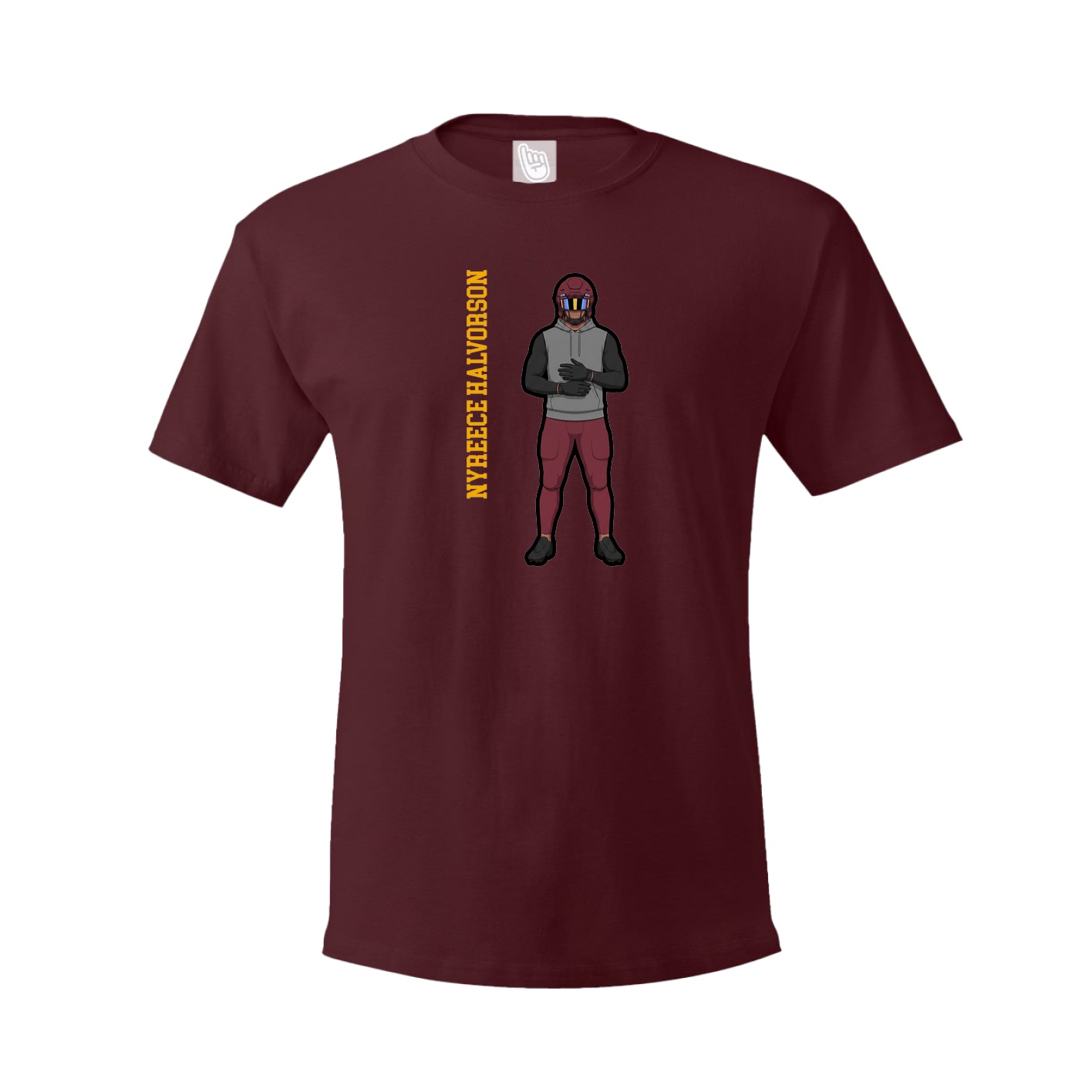 Youth Tee — Name Vertical in Maroon