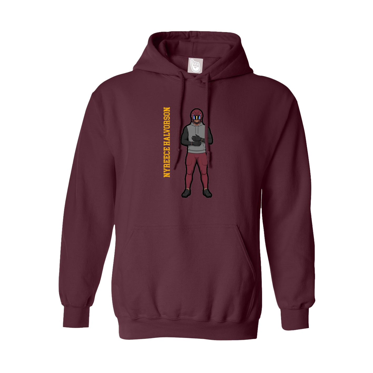 Hoodie — Name Vertical in Maroon