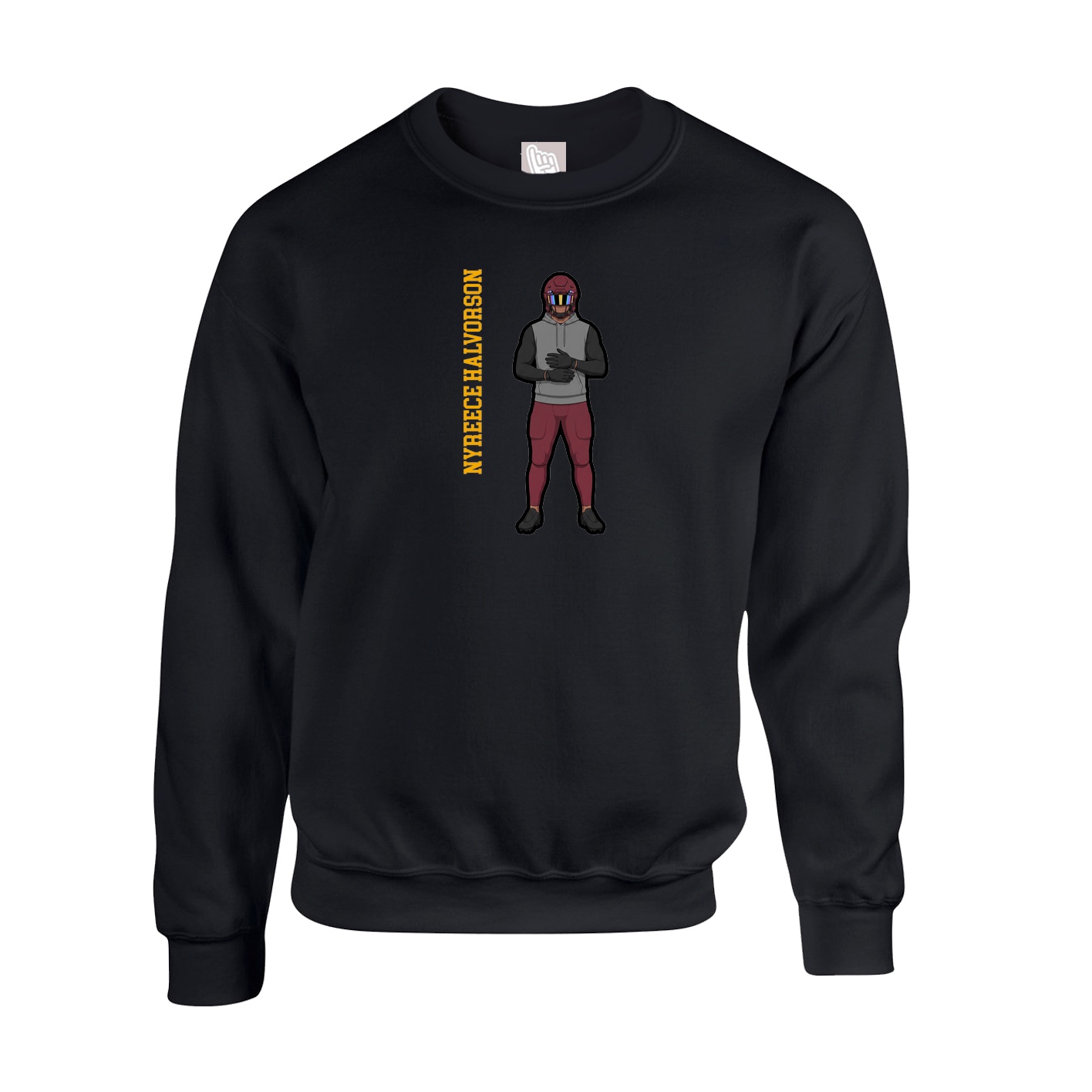 Fleece Crew — Name Vertical in Black