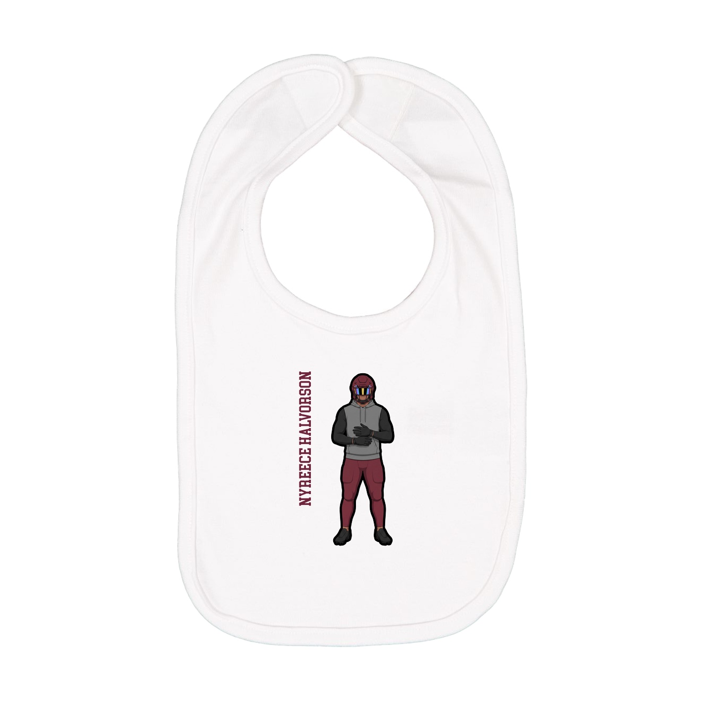 Infant Bib — Name Vertical in White
