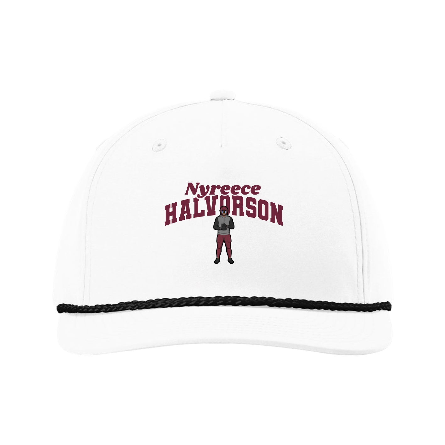 Five-Panel Classic Rope Cap — Signature Arch in White