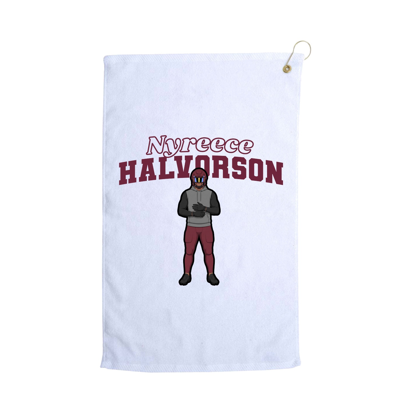 Golf Towel — Name Arch in White