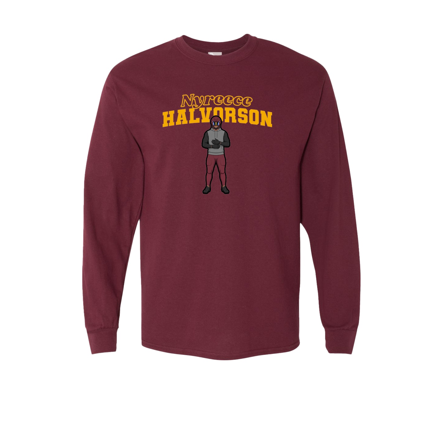 Long Sleeve Tee — Name Arch in Maroon
