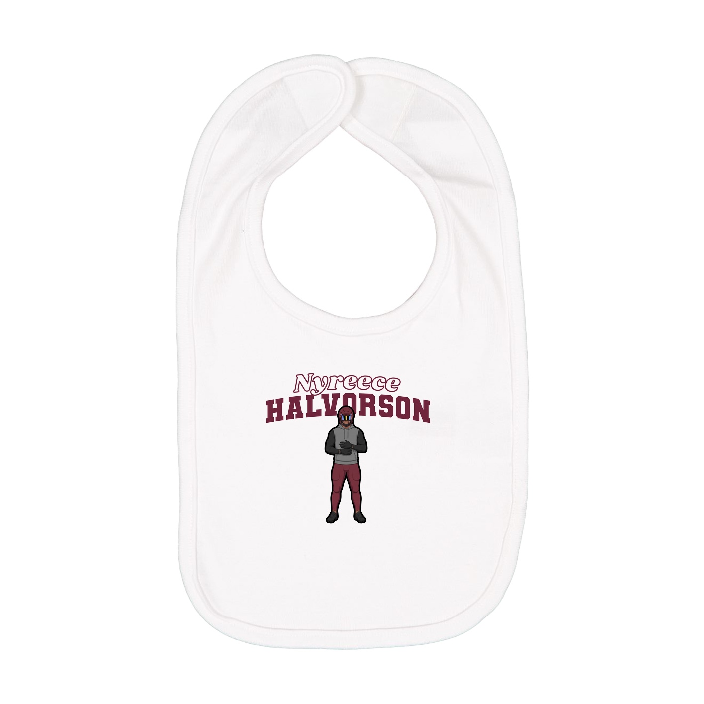 Infant Bib — Name Arch in White