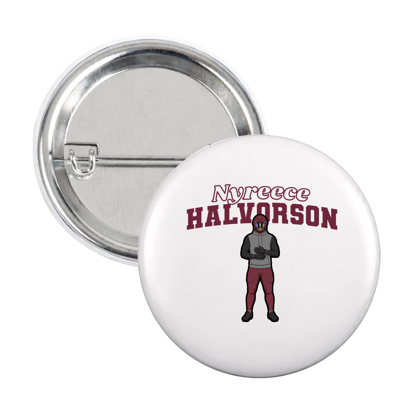 Game Day Button — Name Arch in White