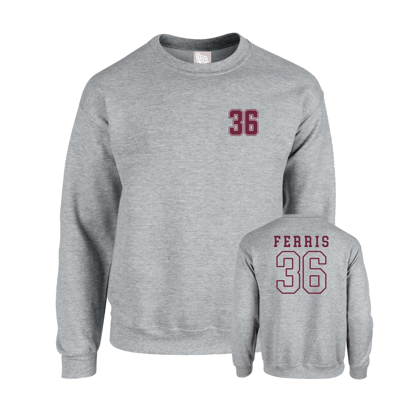 Fleece Crew — Chest Back in Grey