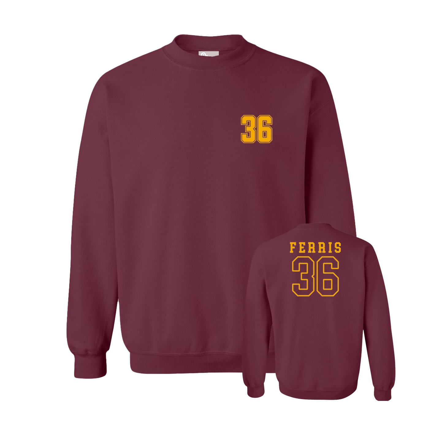 Fleece Crew — Chest Back in Maroon