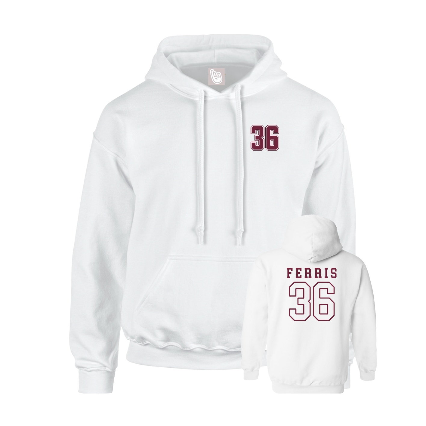 Youth Hoodie — Chest Back in White