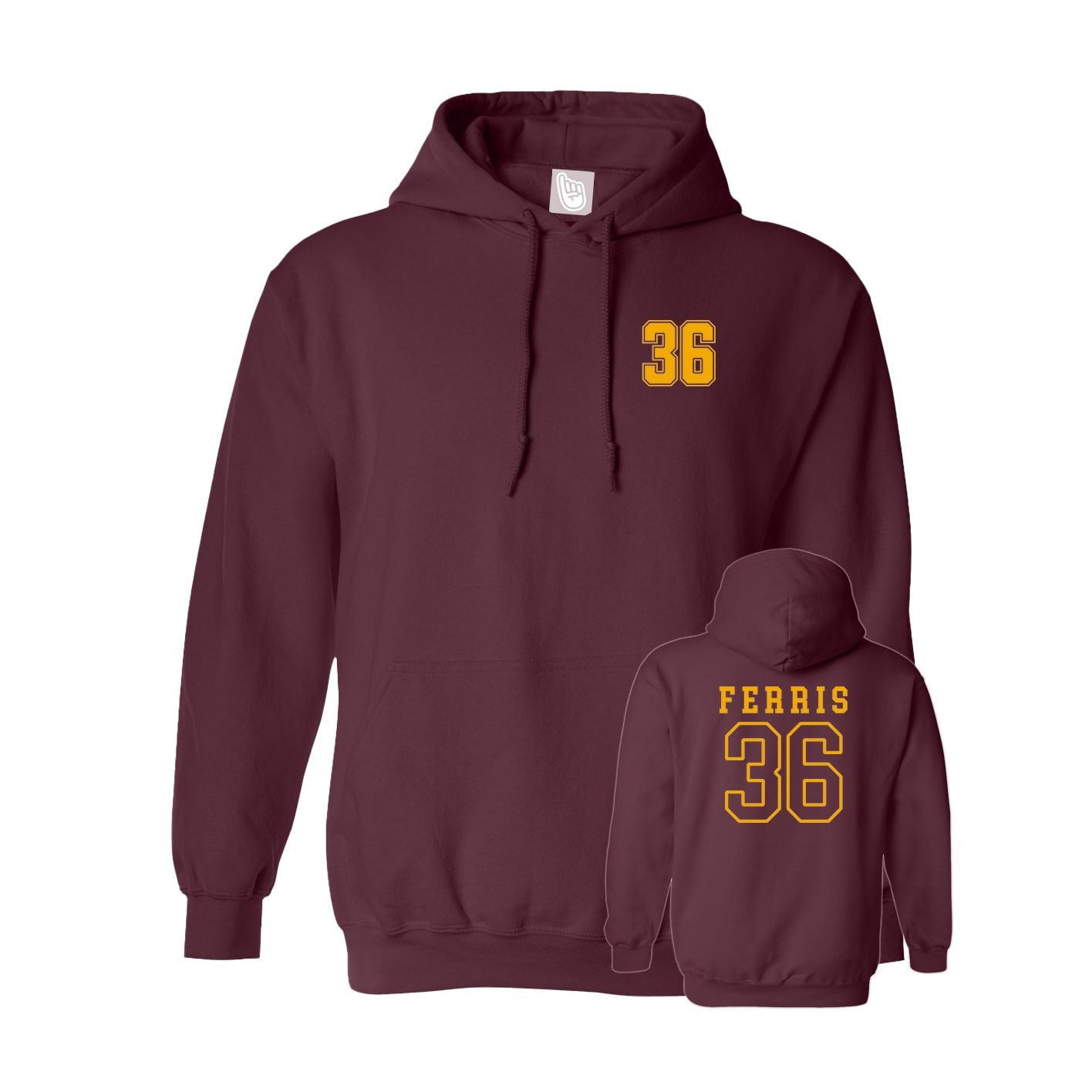 Youth Hoodie — Chest Back in Maroon