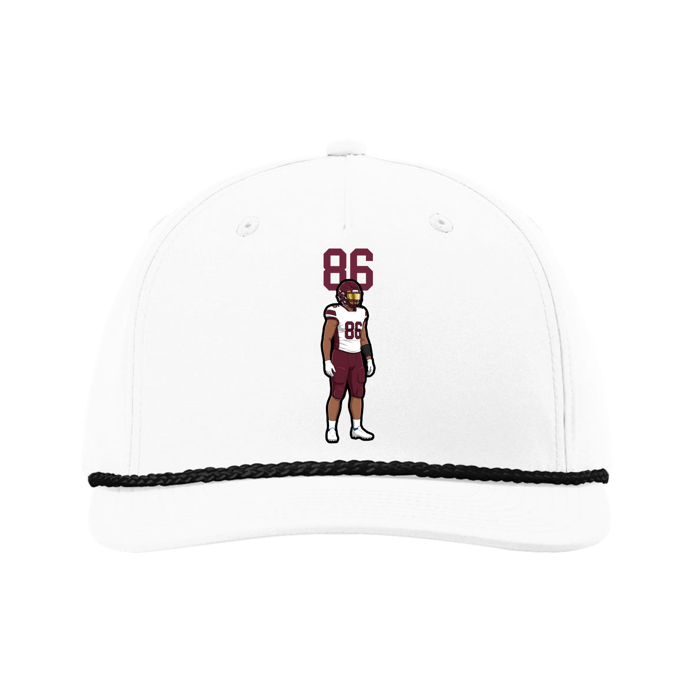 Five-Panel Classic Rope Cap — Number Top in White