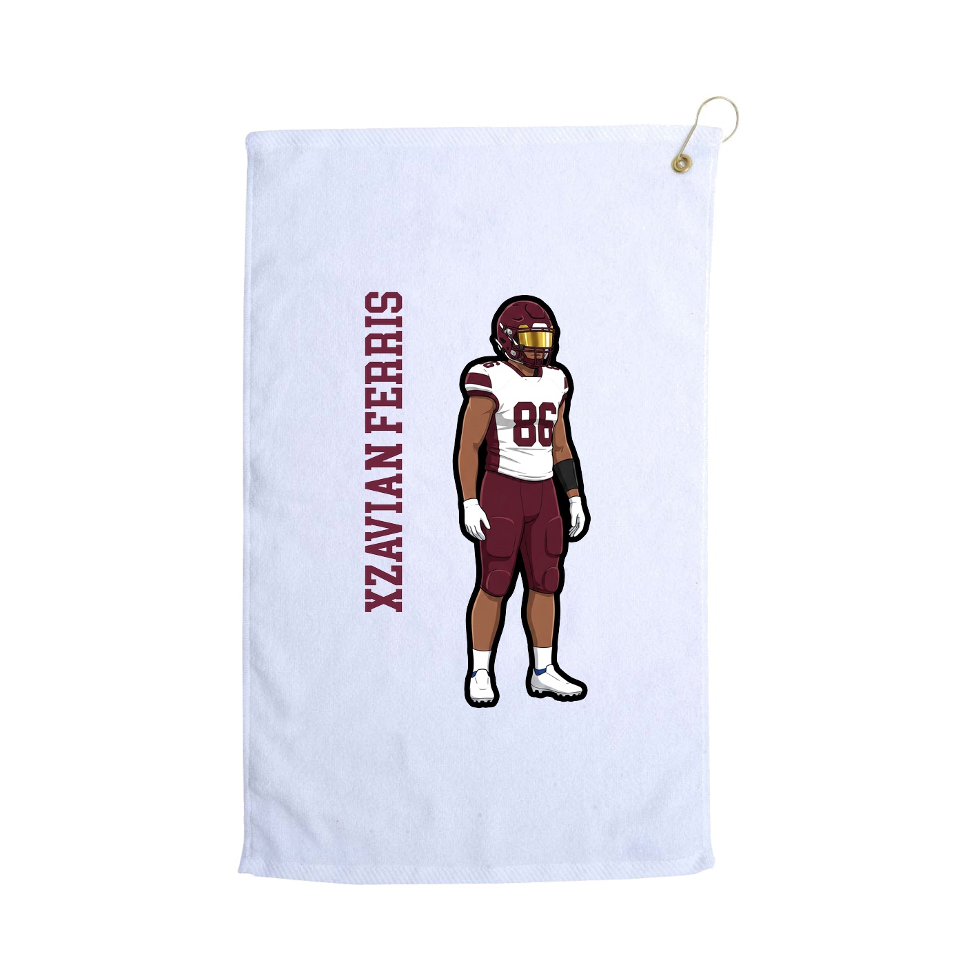 Golf Towel — Name Vertical in White