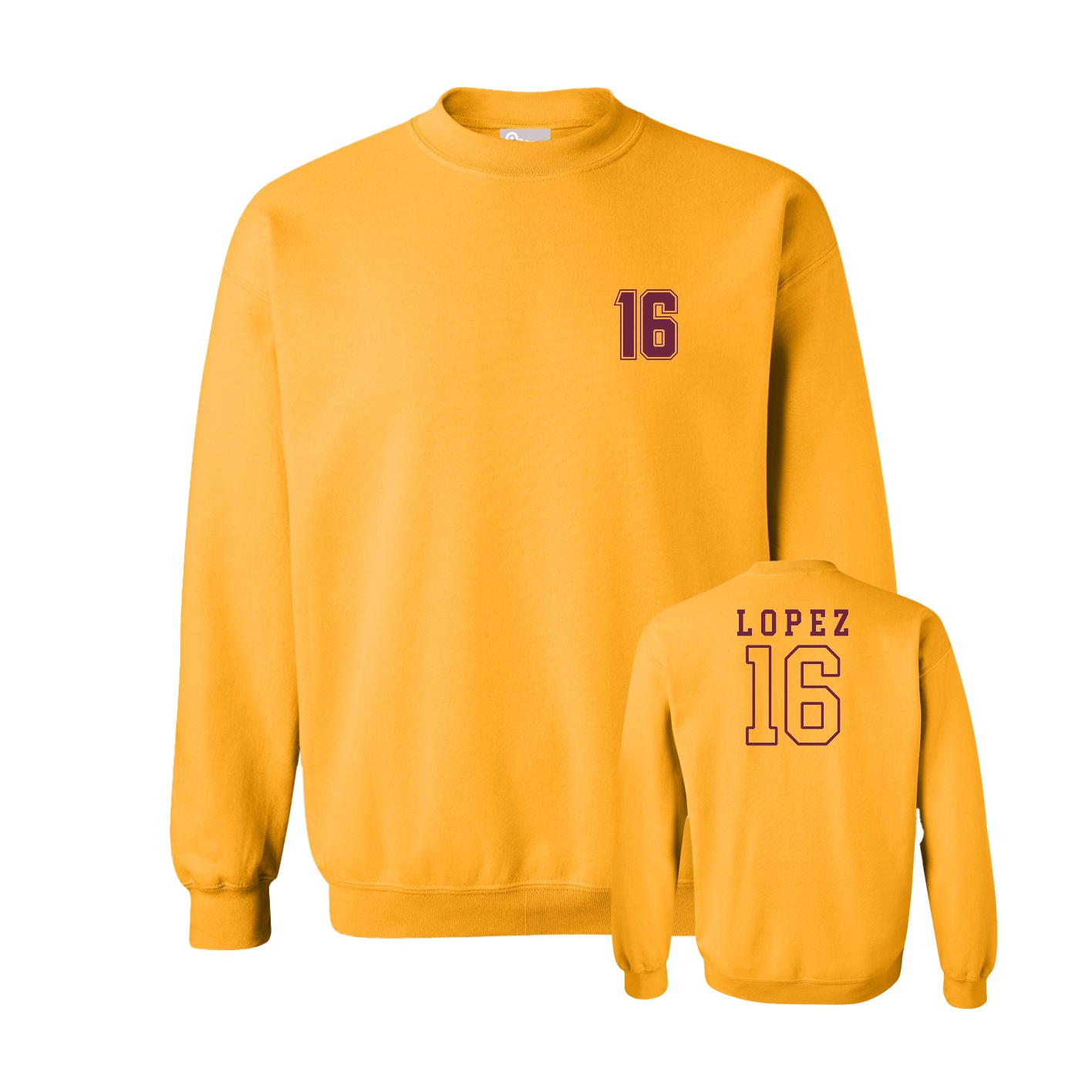 Fleece Crew — Chest Back in Gold