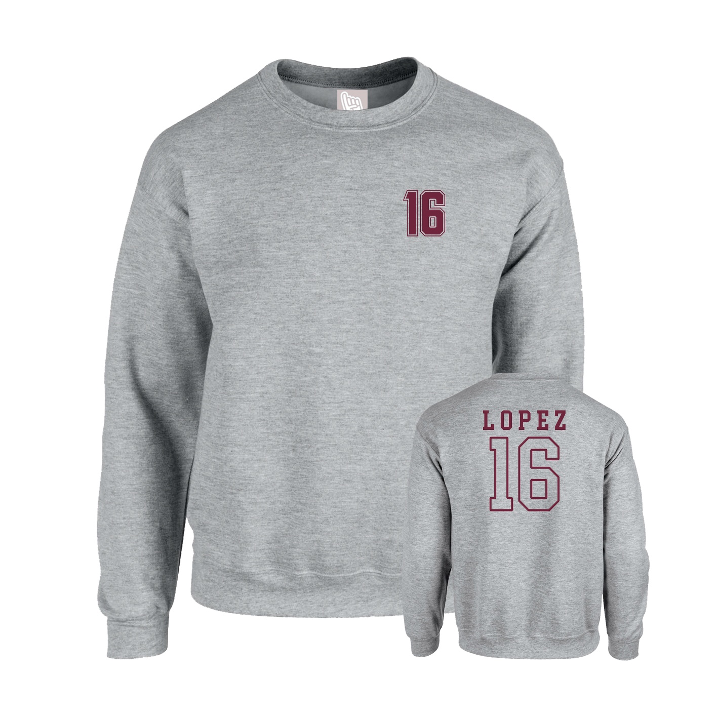 Fleece Crew — Chest Back in Grey