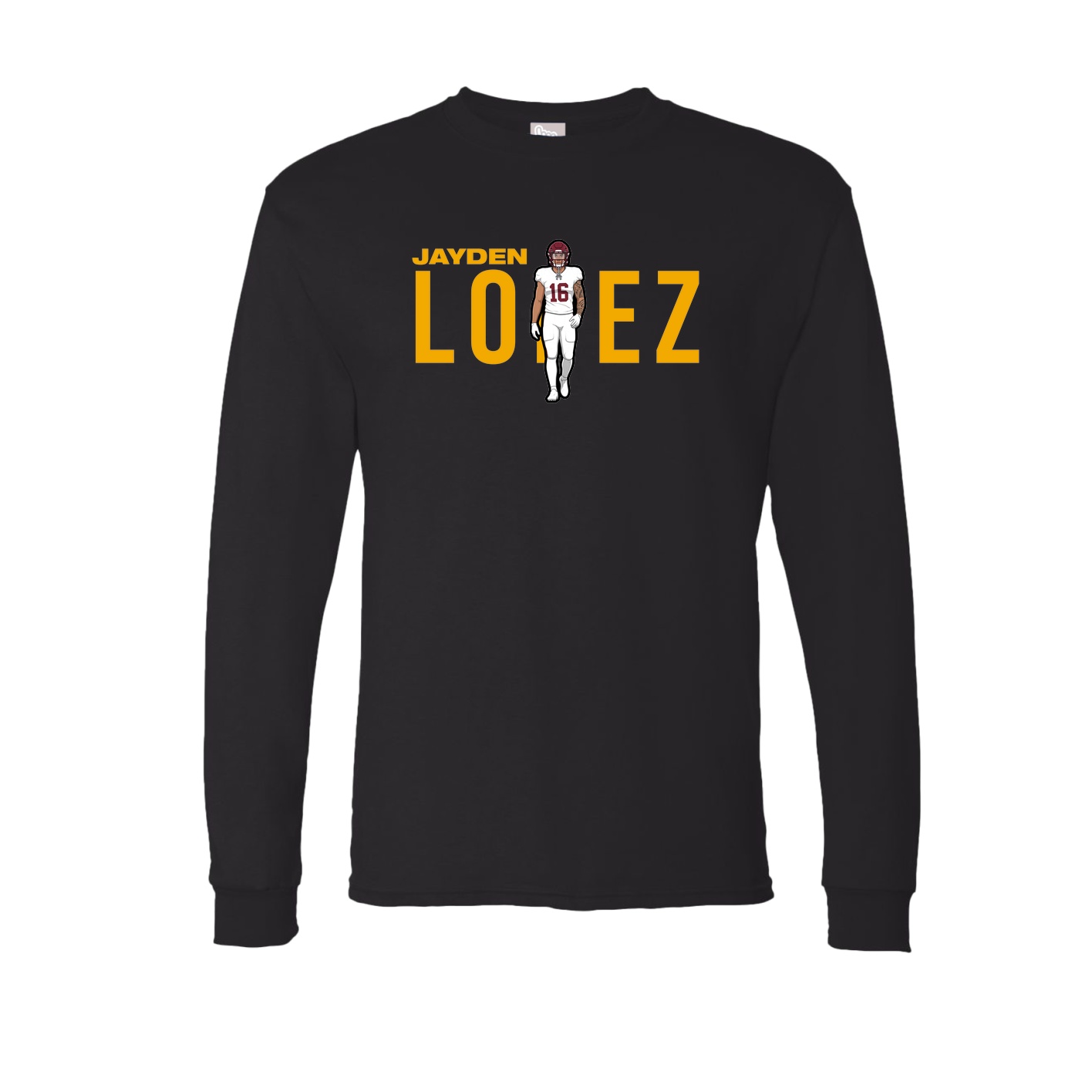 Long Sleeve Tee — Player Name in Black