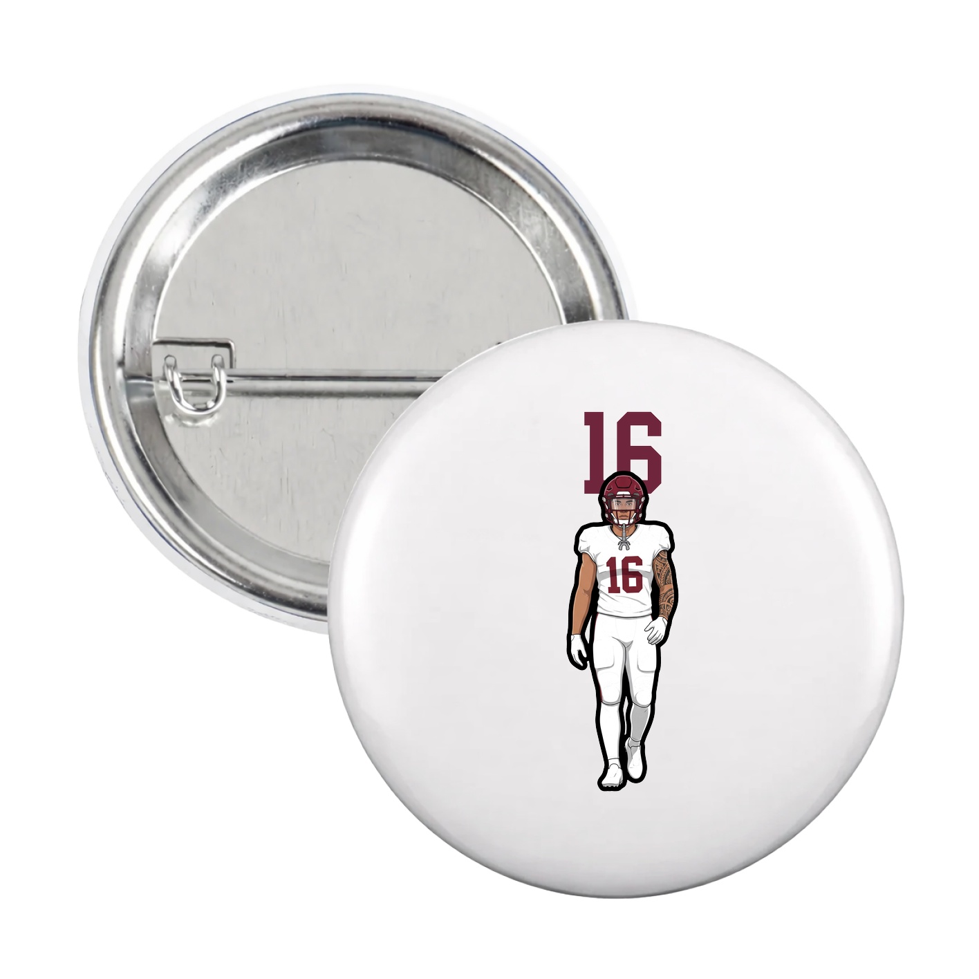 Game Day Button — Number Top in White
