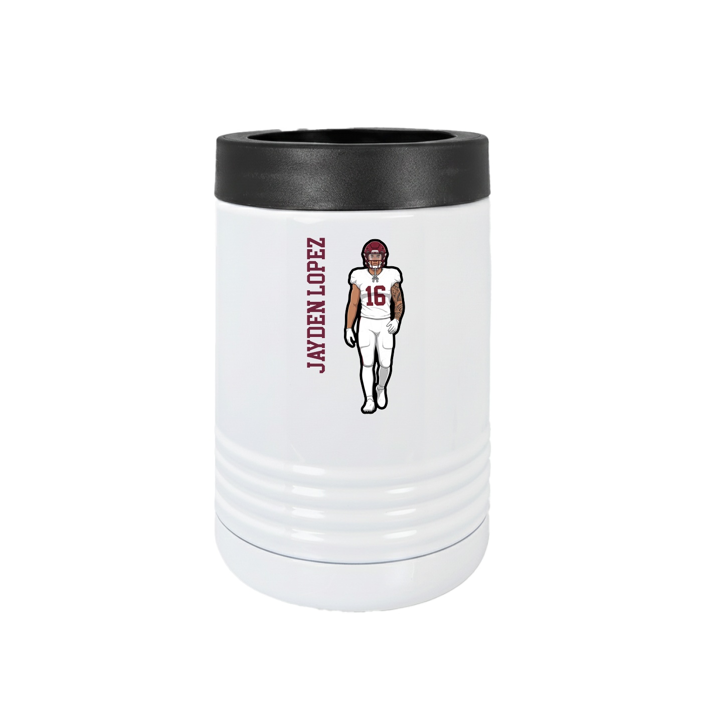 Beverage Holder — Name Vertical in White