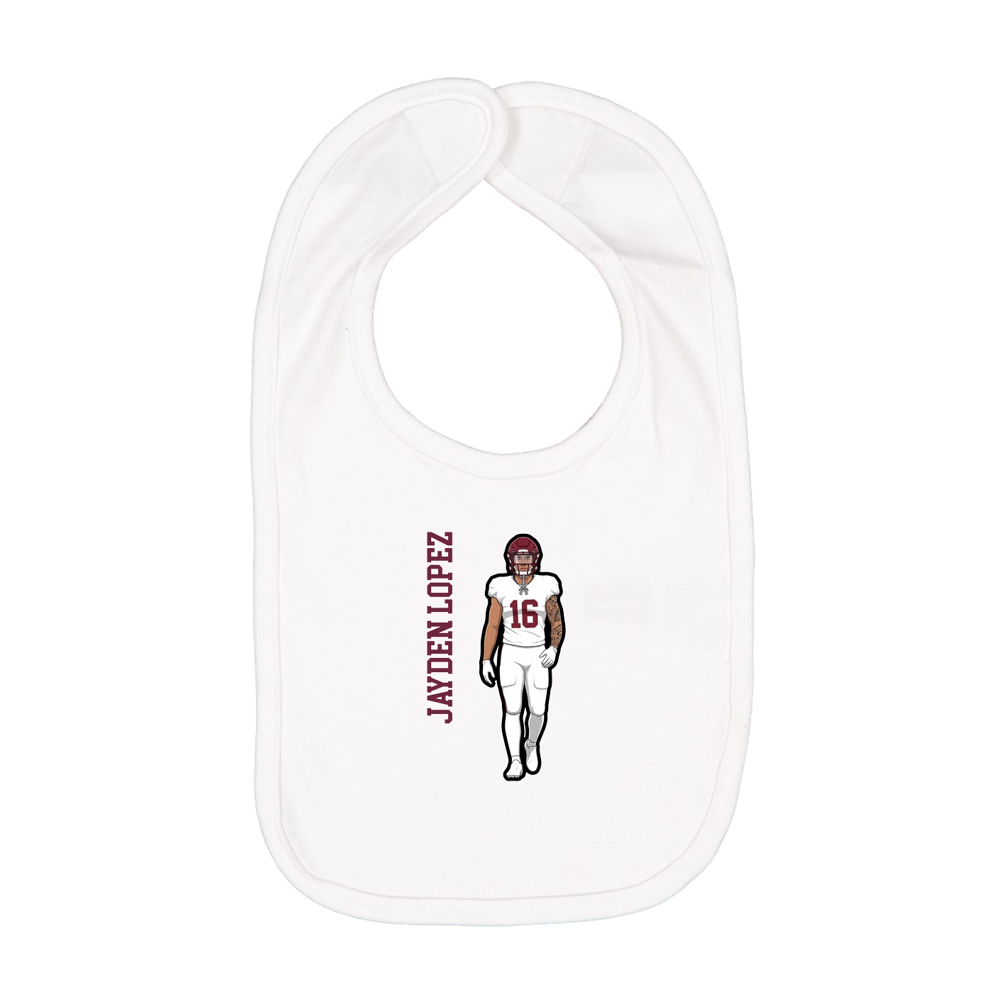 Infant Bib — Name Vertical in White
