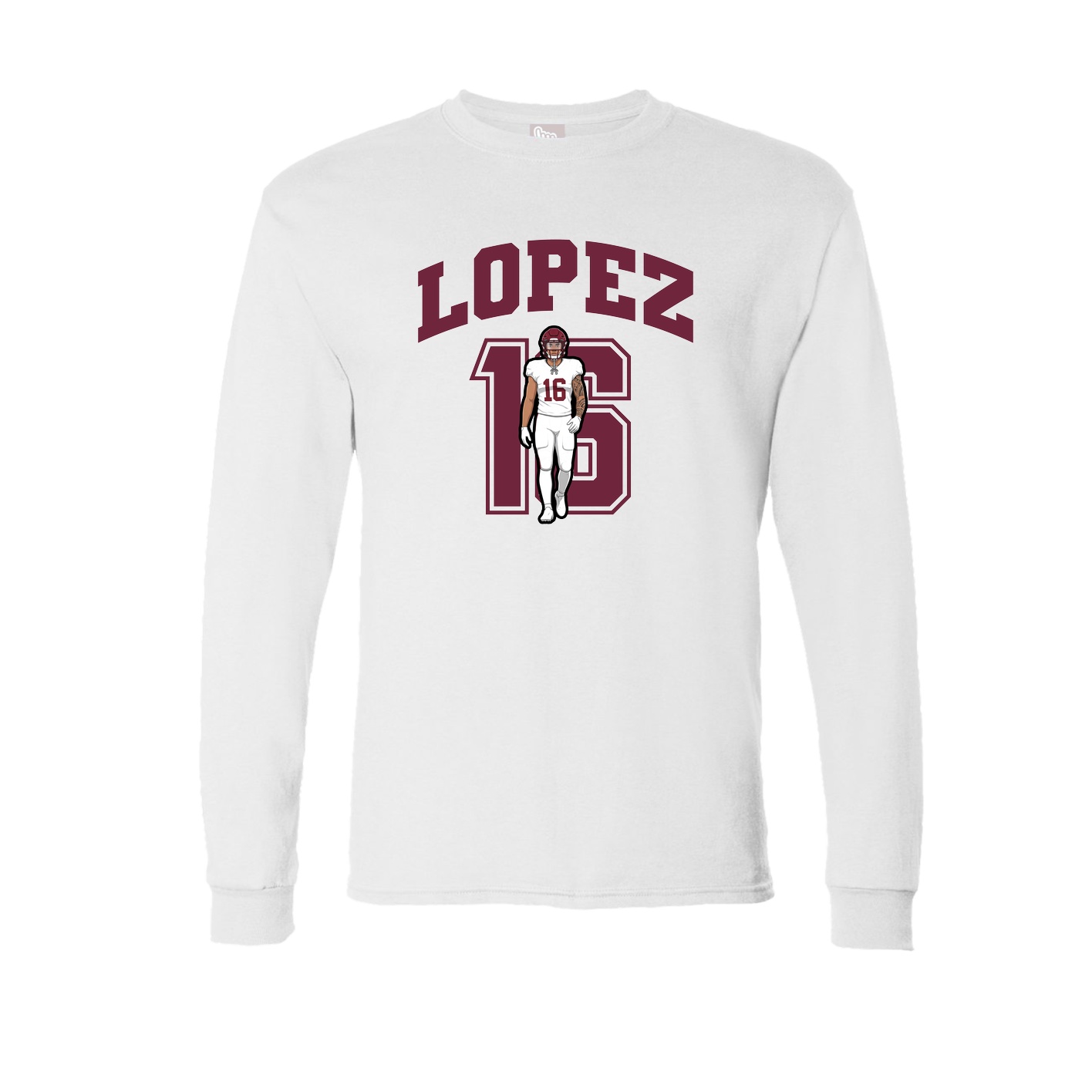 Long Sleeve Tee — Number in White