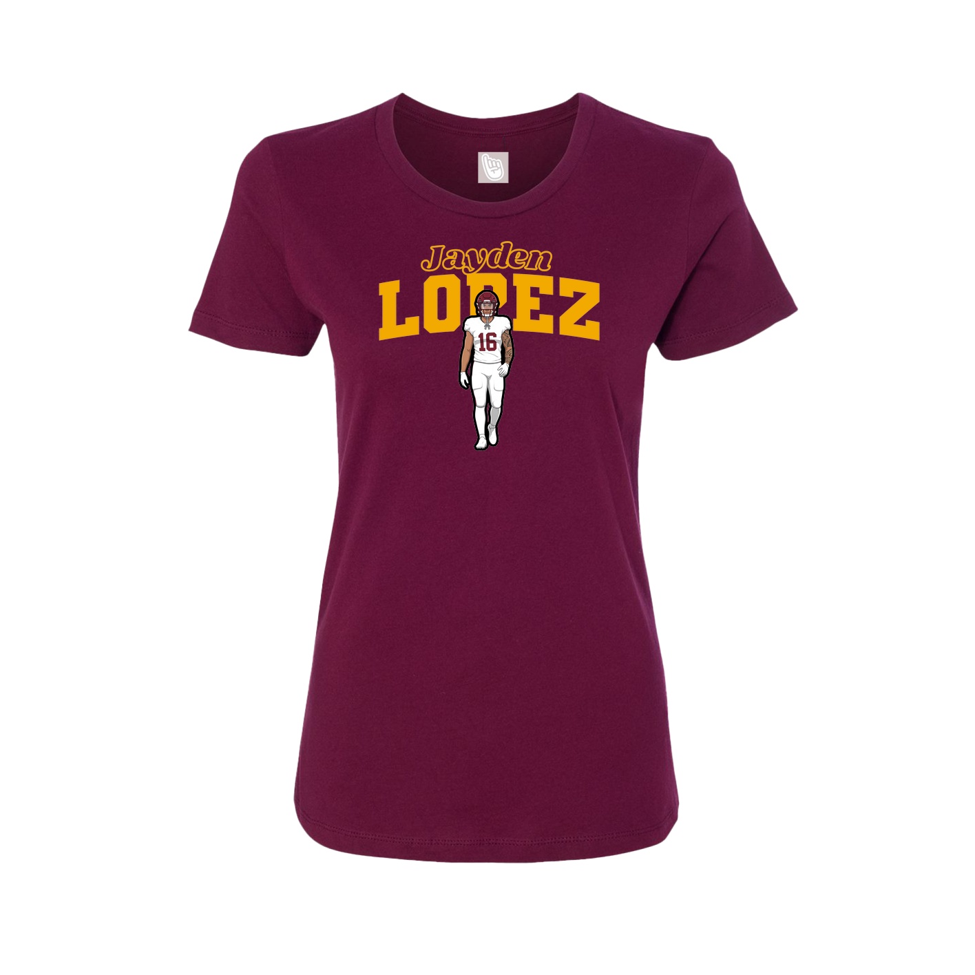 Fitted Women's Tee — Name Arch in Maroon
