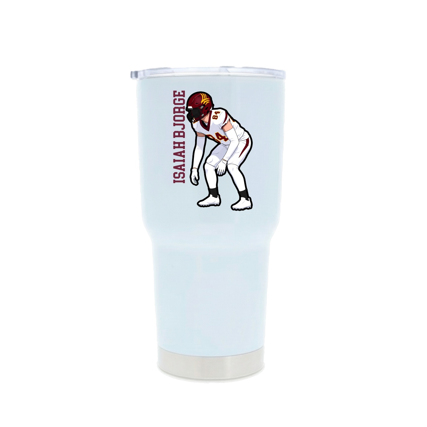 30oz Stainless Steel Tumbler — Name Vertical in White