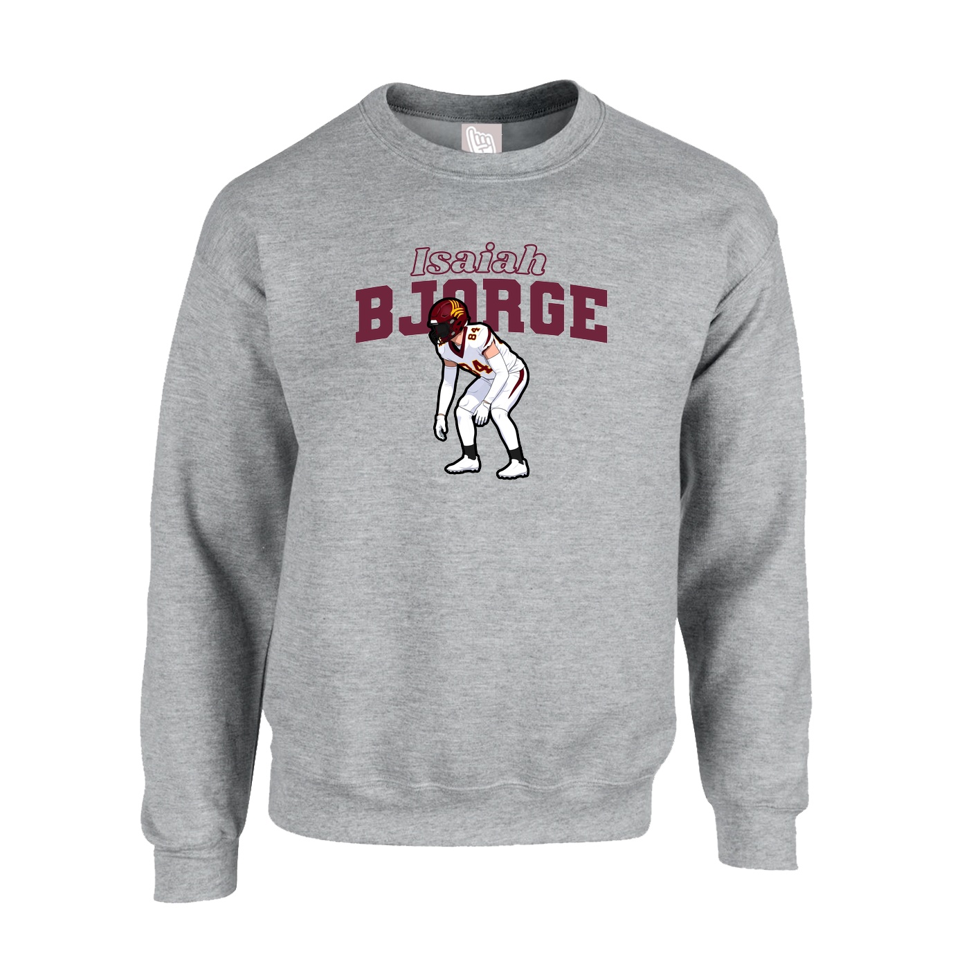 Fleece Crew — Name Arch in Grey