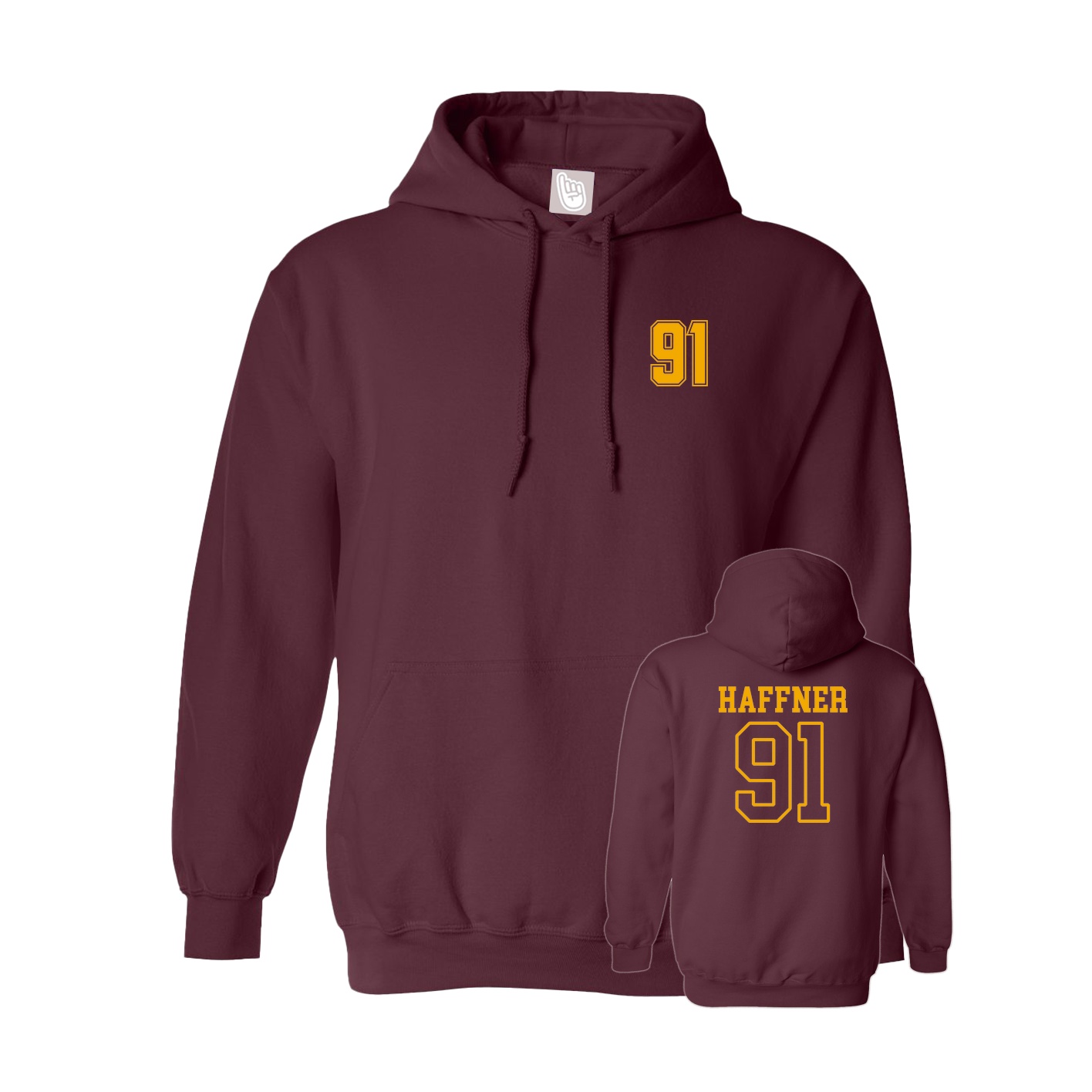 Hoodie — Chest Back in Maroon