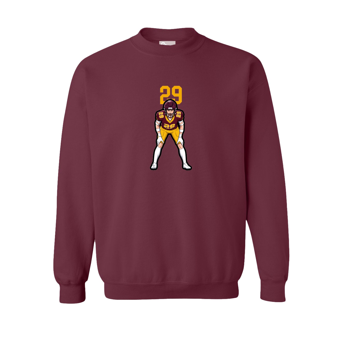 Fleece Crew — Number Top in Maroon