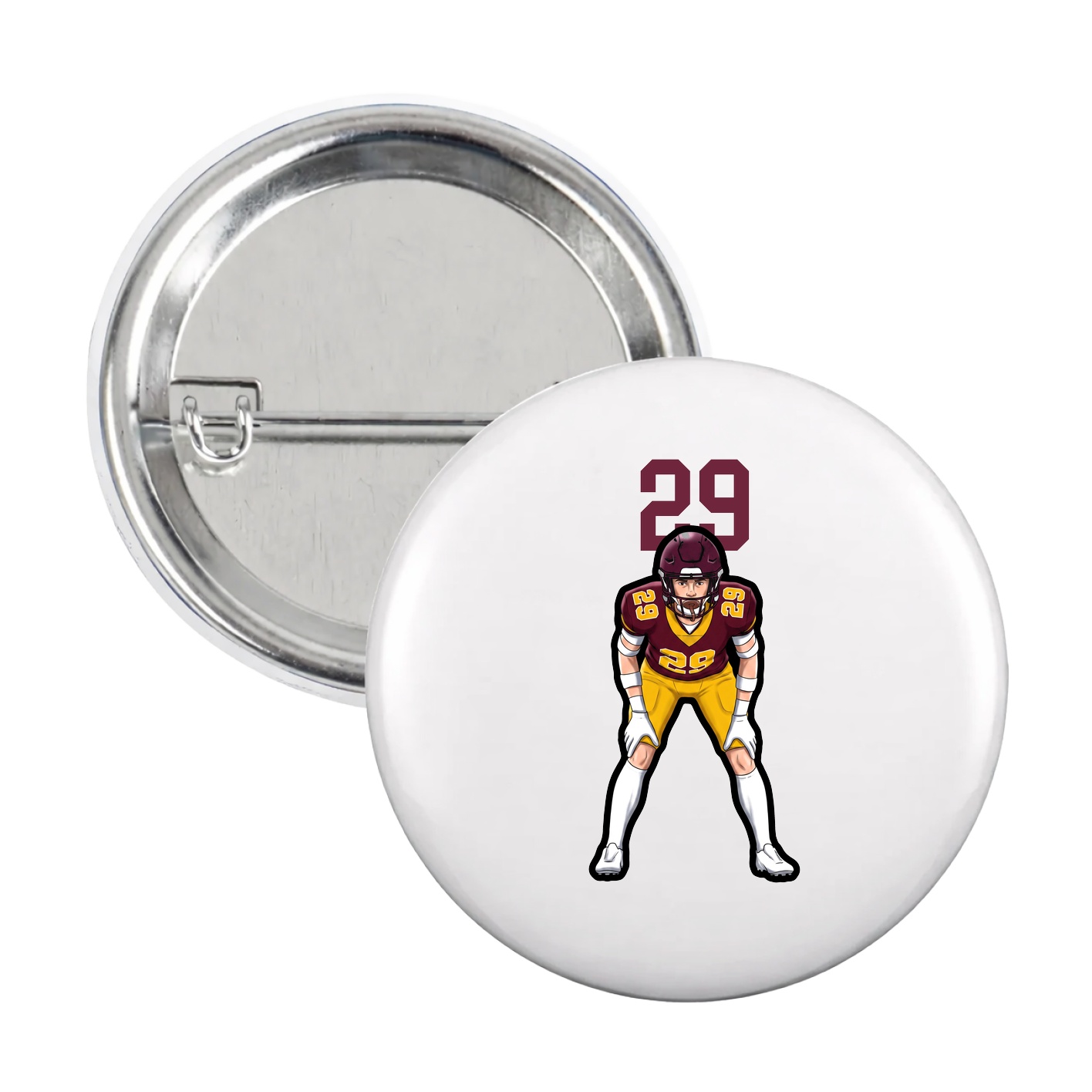 Game Day Button — Number Top in White