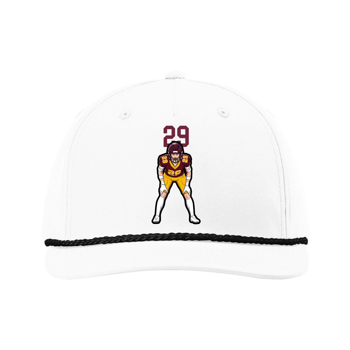Five-Panel Classic Rope Cap — Number Top in White