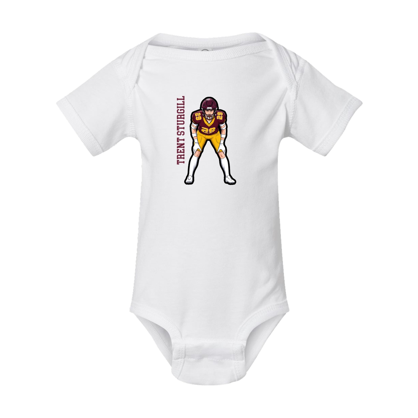 Baby Onesie — Name Vertical in White