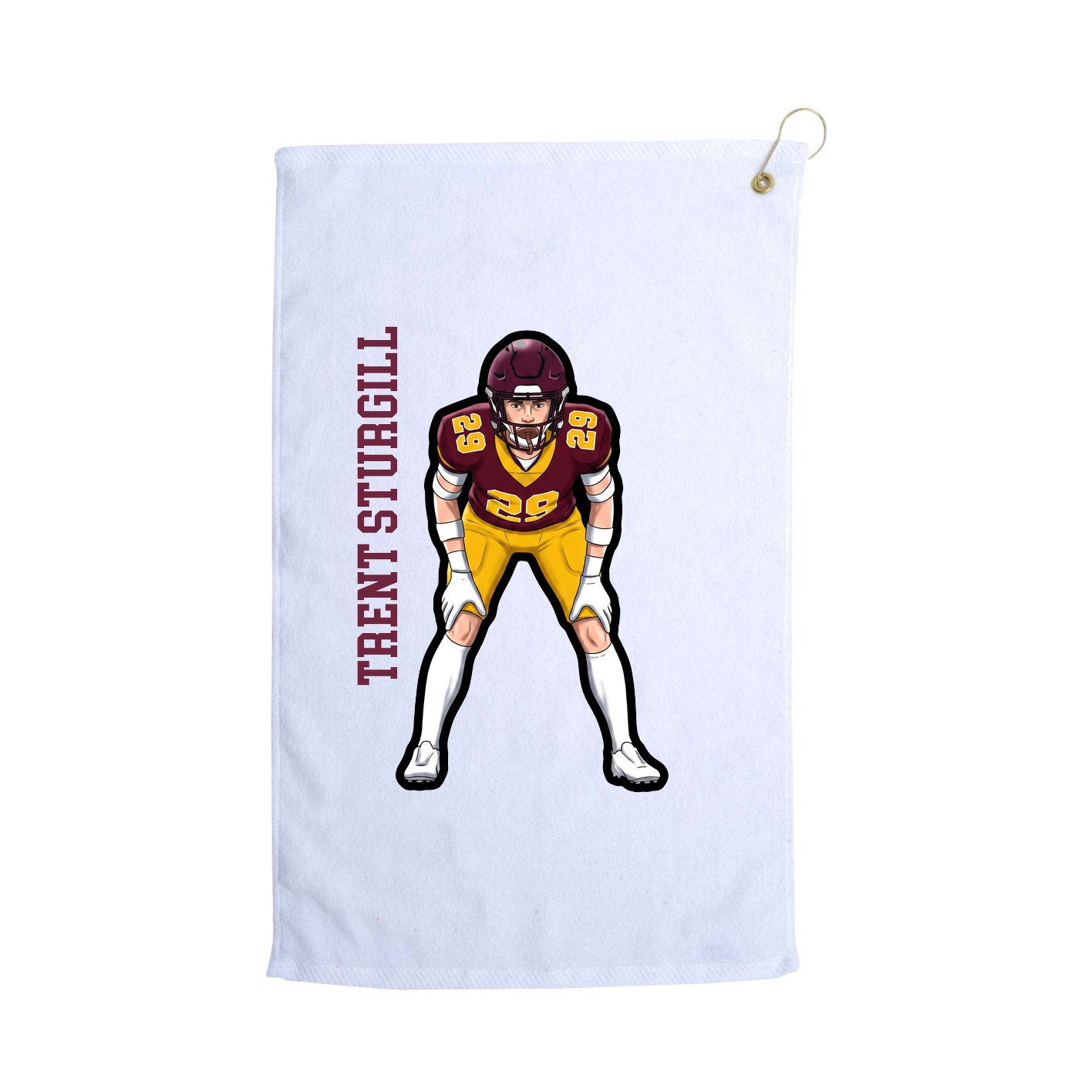 Golf Towel — Name Vertical in White