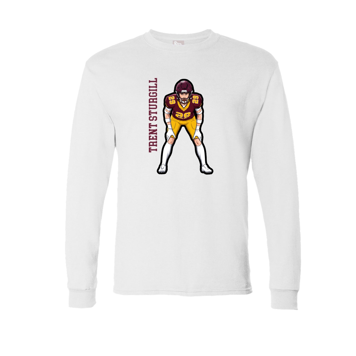 Long Sleeve Tee — Name Vertical in White