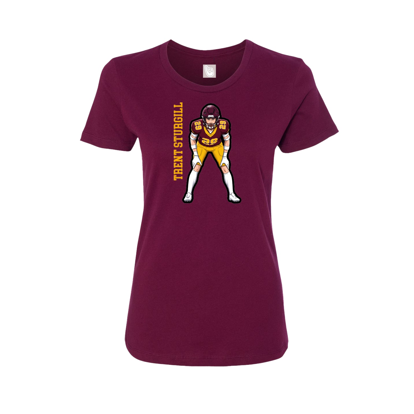 Fitted Women's Tee — Name Vertical in Maroon