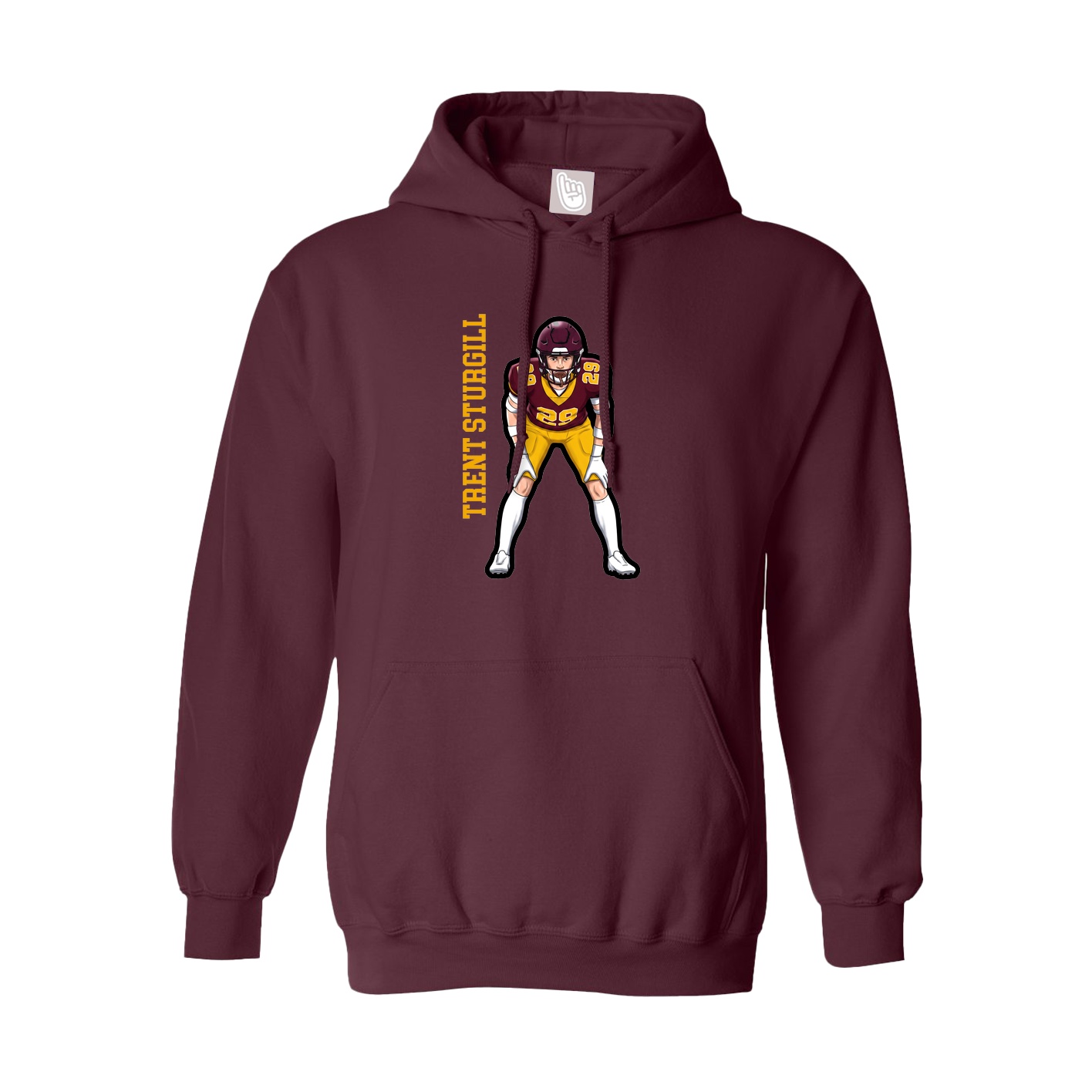 Hoodie — Name Vertical in Maroon