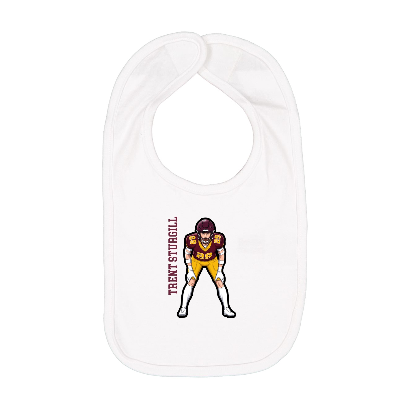 Infant Bib — Name Vertical in White
