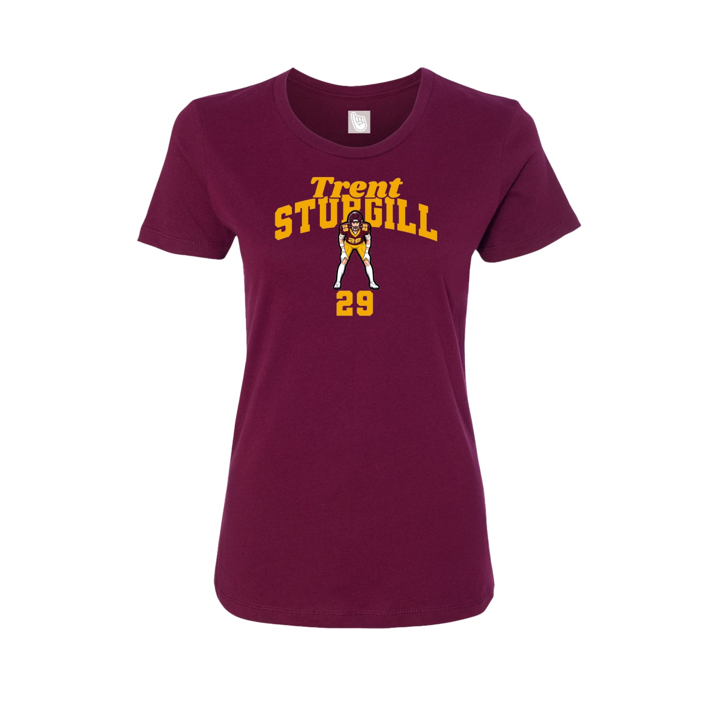 Fitted Women's Tee — Signature Arch in Maroon