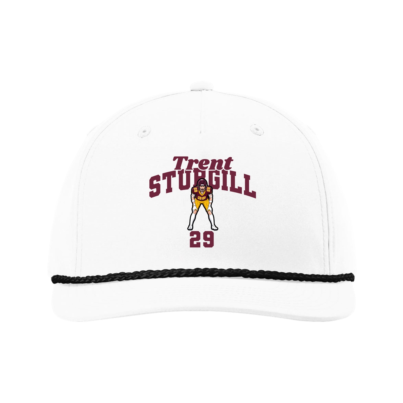 Five-Panel Classic Rope Cap — Signature Arch in White