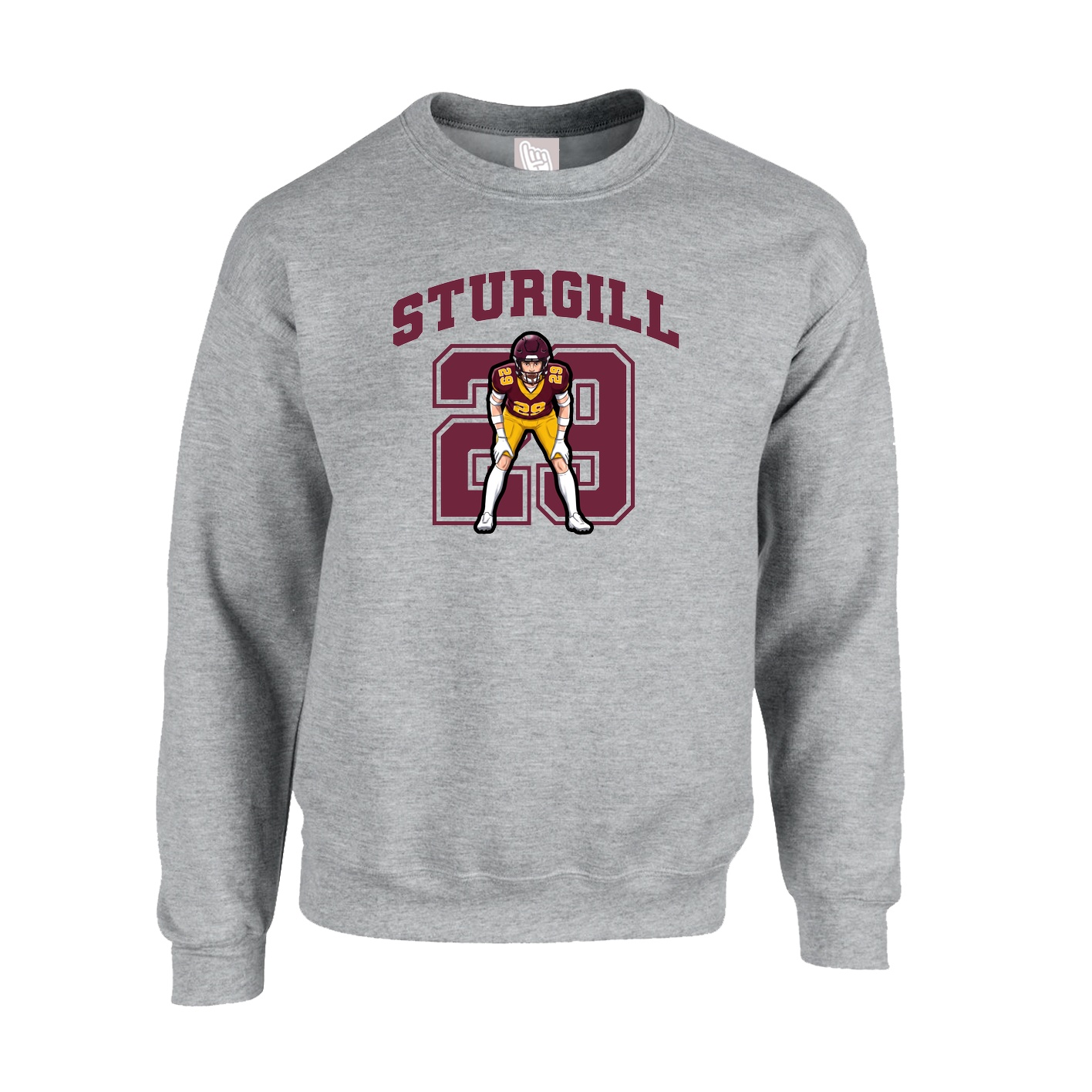 Fleece Crew — Number in Grey