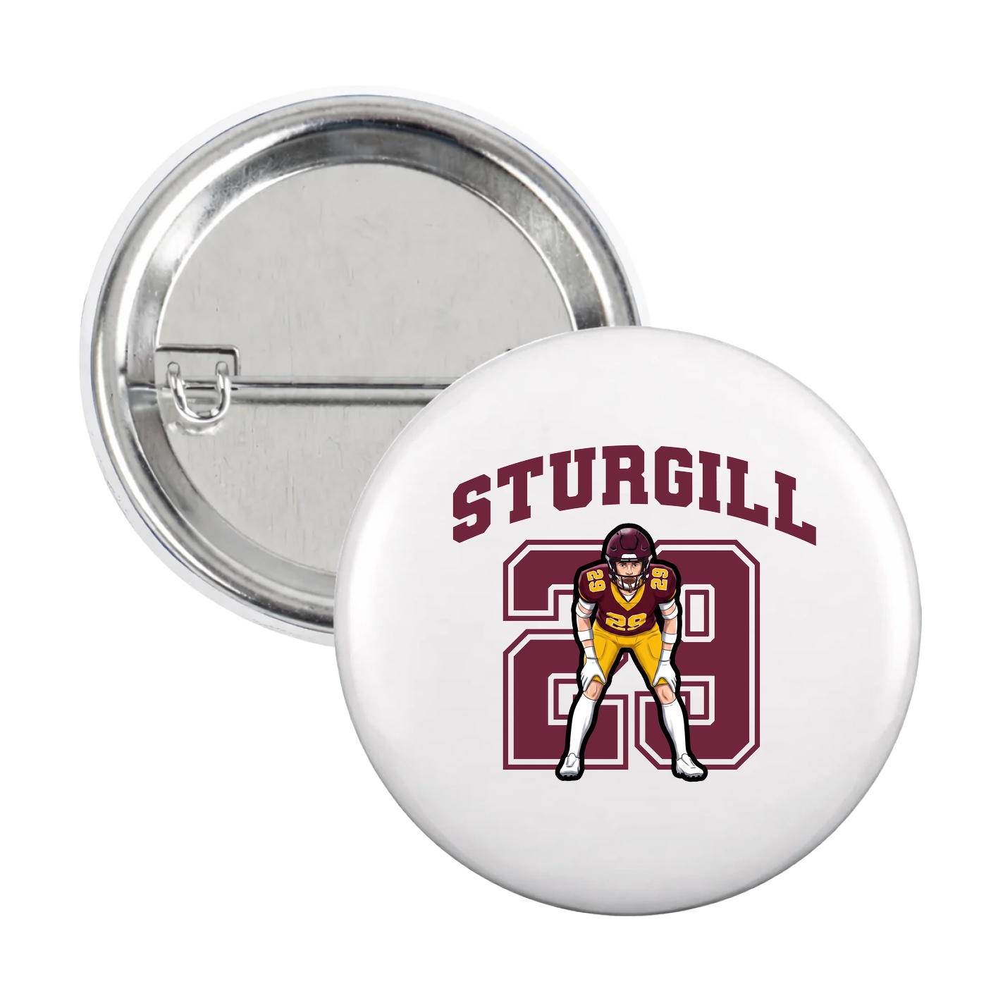 Game Day Button — Number in White