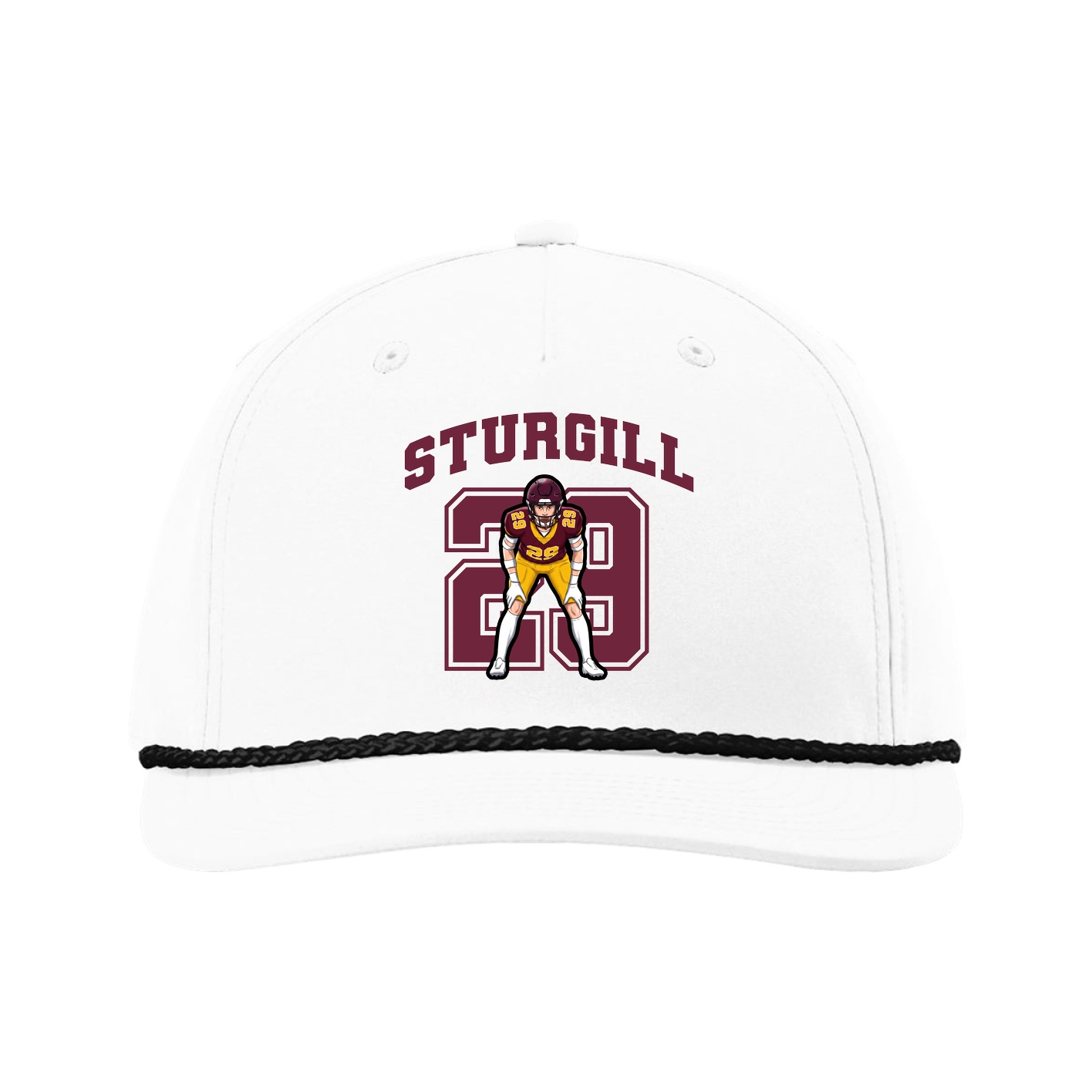 Five-Panel Classic Rope Cap — Number in White
