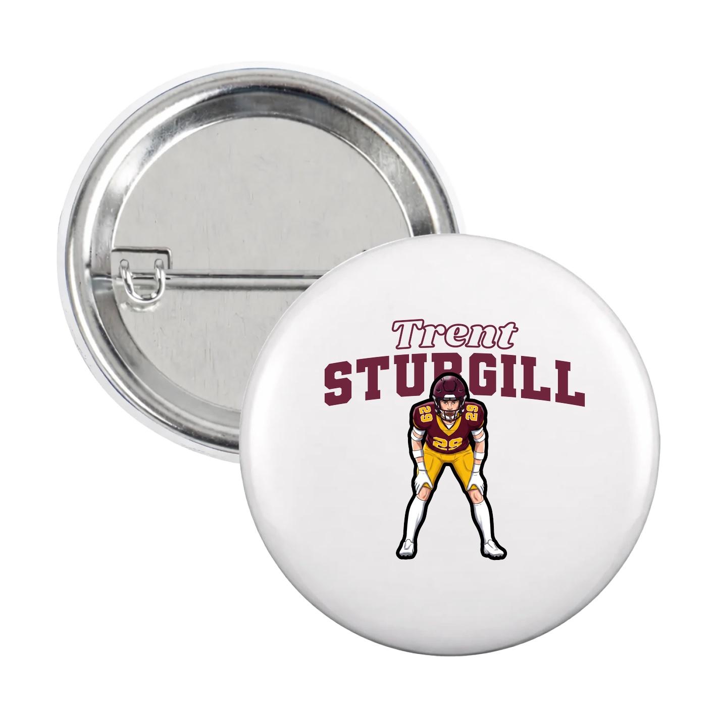 Game Day Button — Name Arch in White