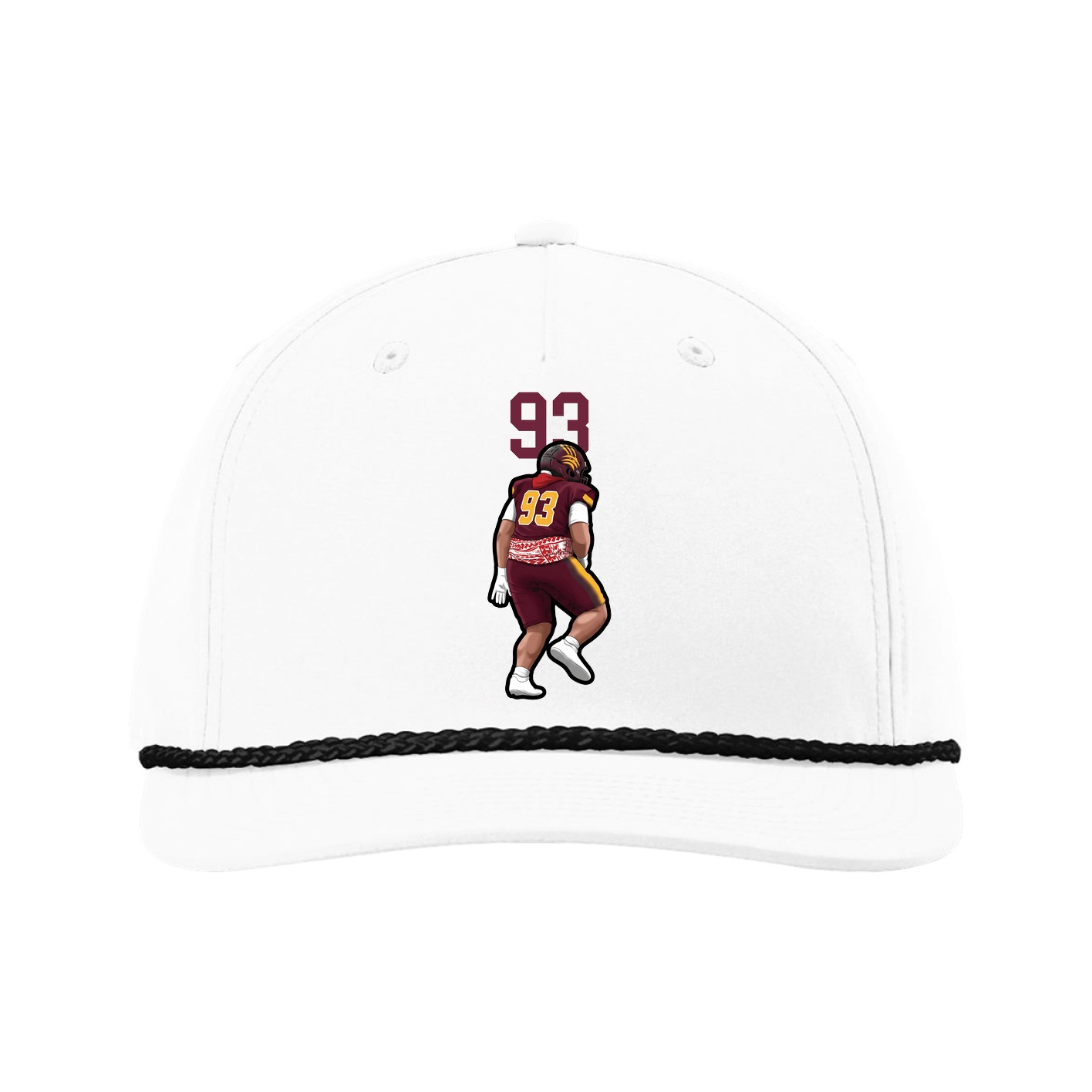 Five-Panel Classic Rope Cap — Number Top in White