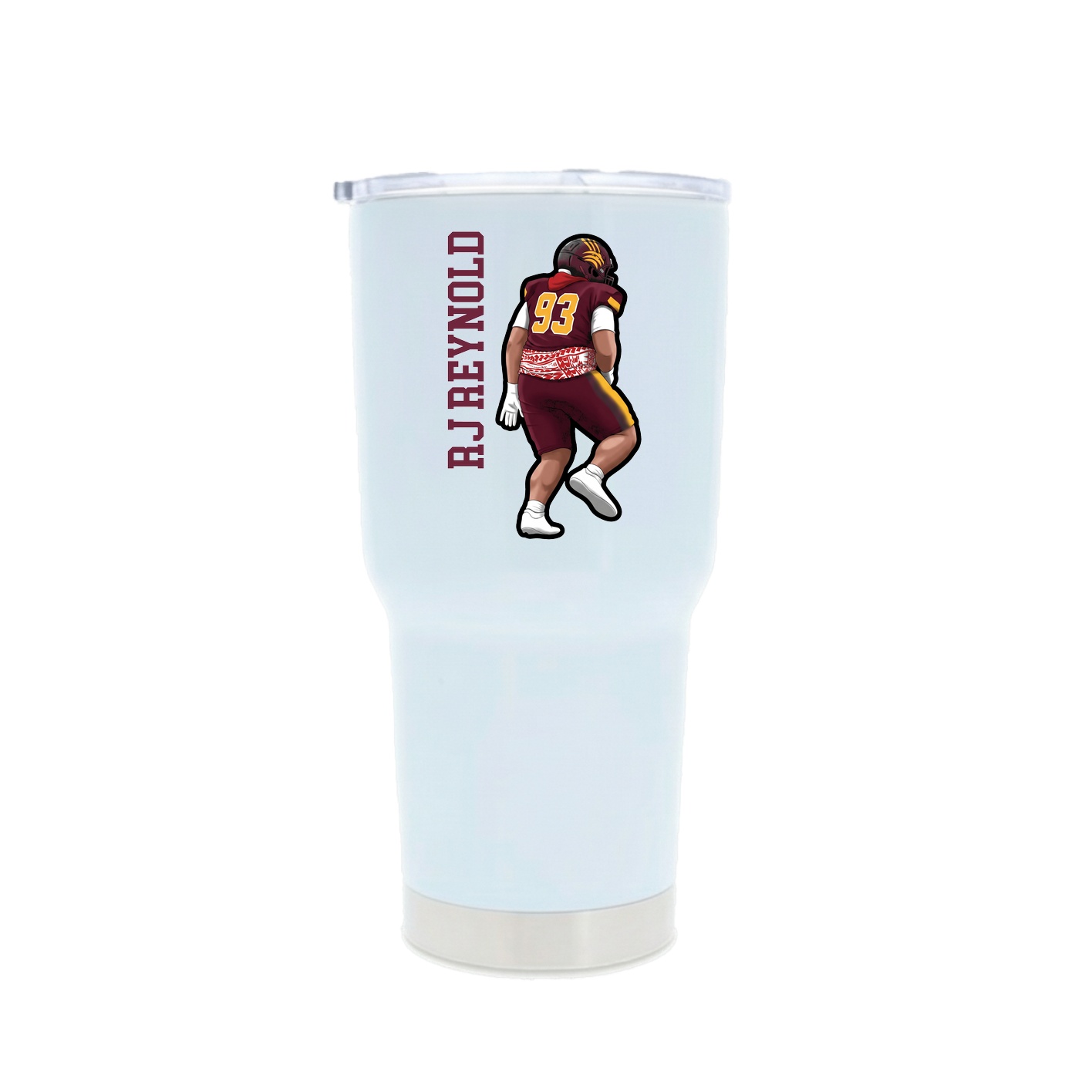30oz Stainless Steel Tumbler — Name Vertical in White