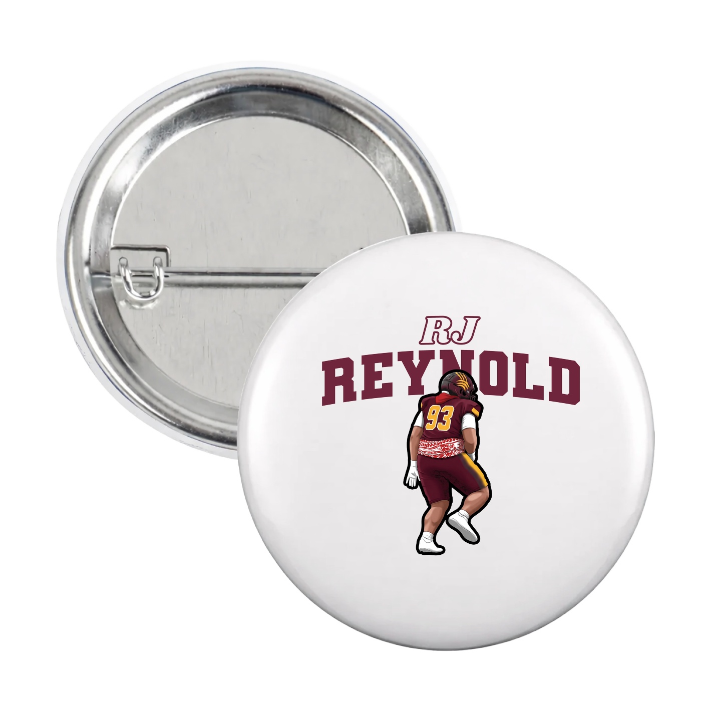 Game Day Button — Name Arch in White