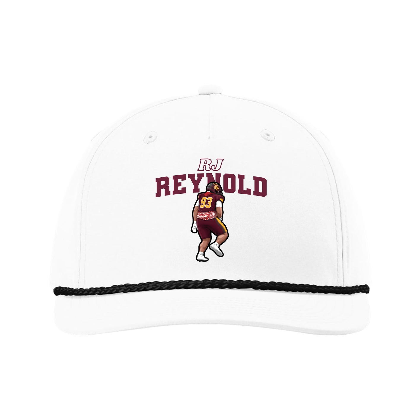 Five-Panel Classic Rope Cap — Name Arch in White
