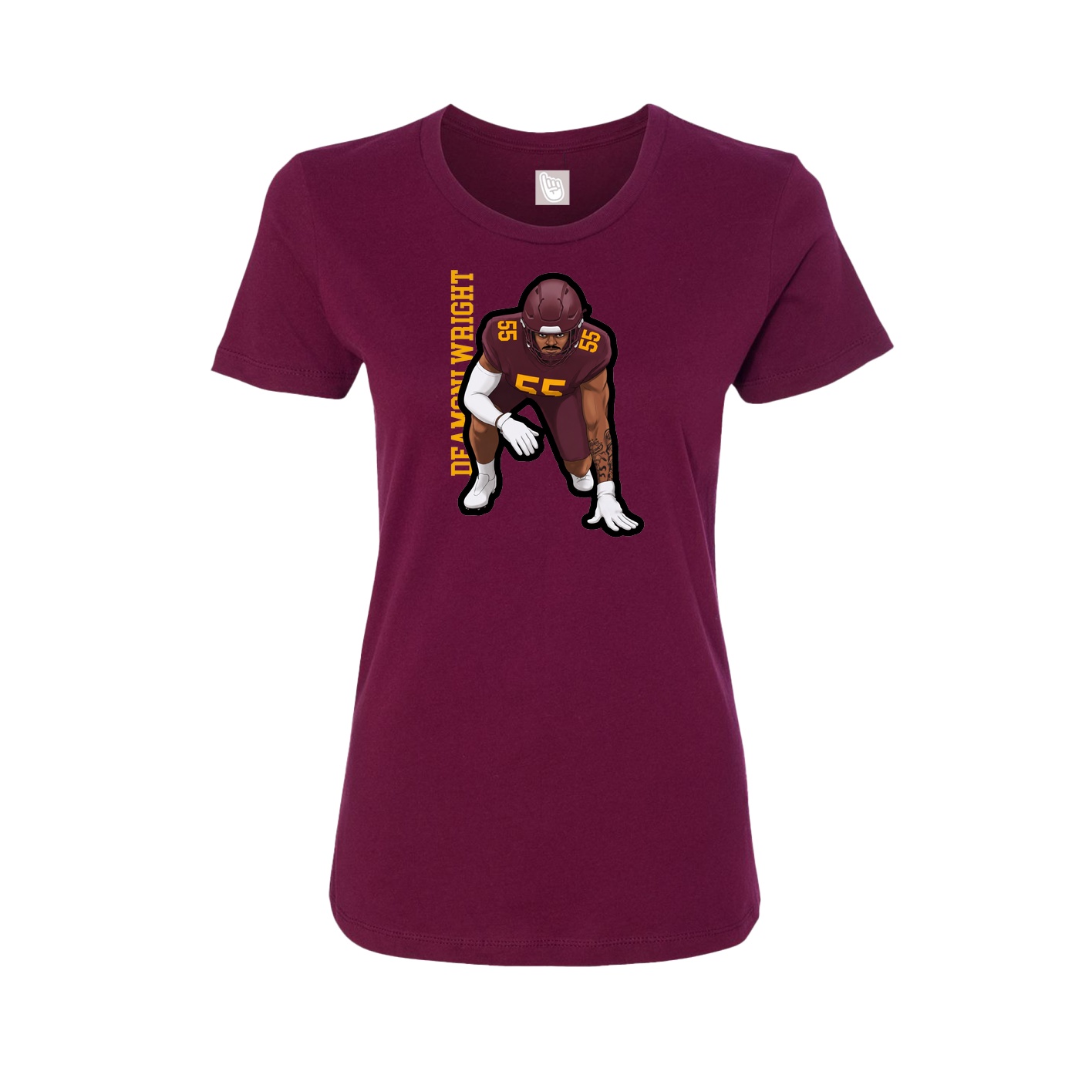 Fitted Women's Tee — Name Vertical in Maroon