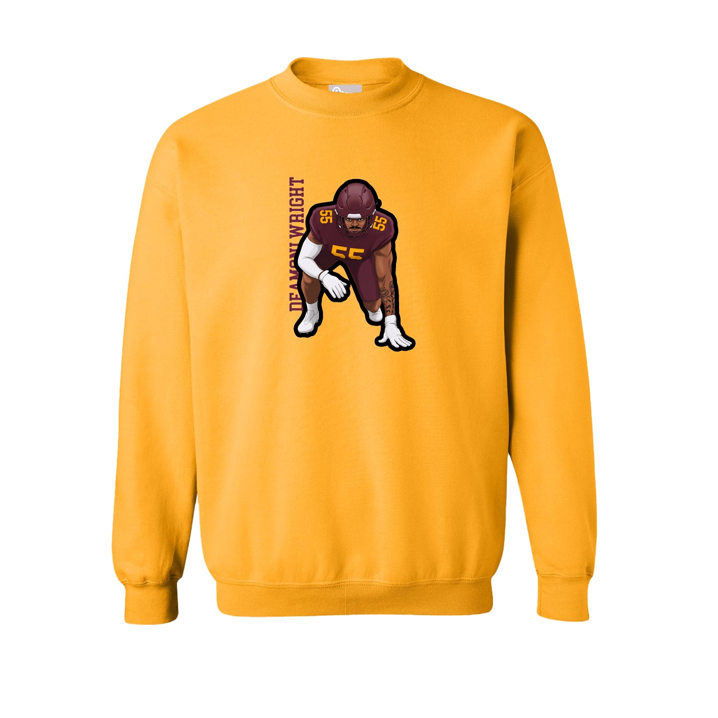 Fleece Crew — Name Vertical in Gold